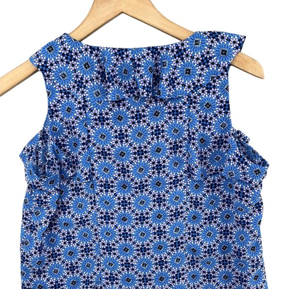Banana Republic Floral Blouse Womens Blue Polyester Sleeveless Pleated Size S - Picture 4 of 10